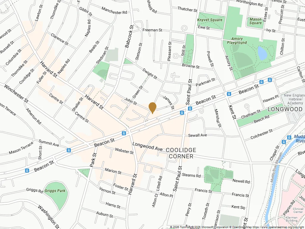 Map showing The Renwick Method at 1284 Beacon Street, Brookline MA